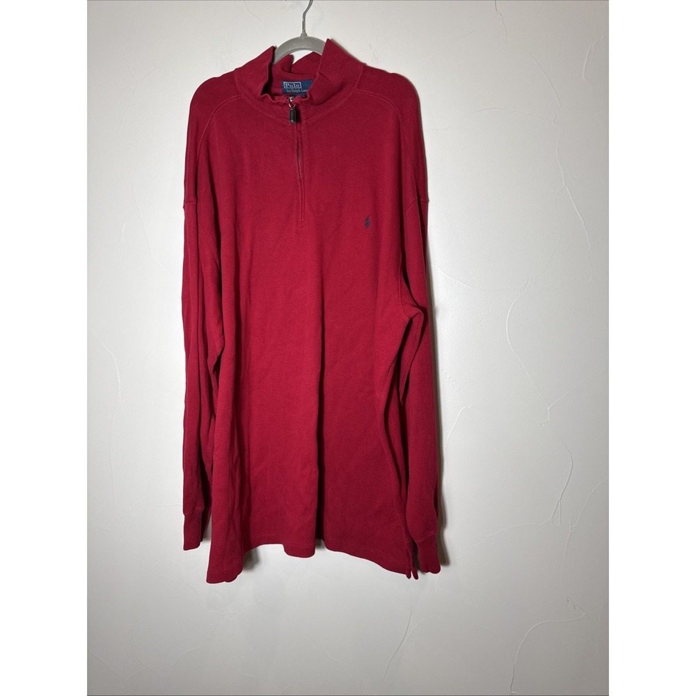 Polo Ralph Lauren Mens 2XLT Tall Quarter Zip Pullover Soft Touch  Red Pony
